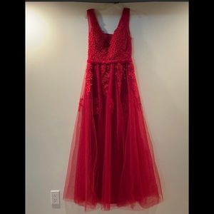 Red formal evening gown prom dress size 8